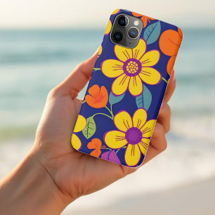 Funda Para iPhone 11 Pro Flores retro coloridas al estilo dopaminérgico