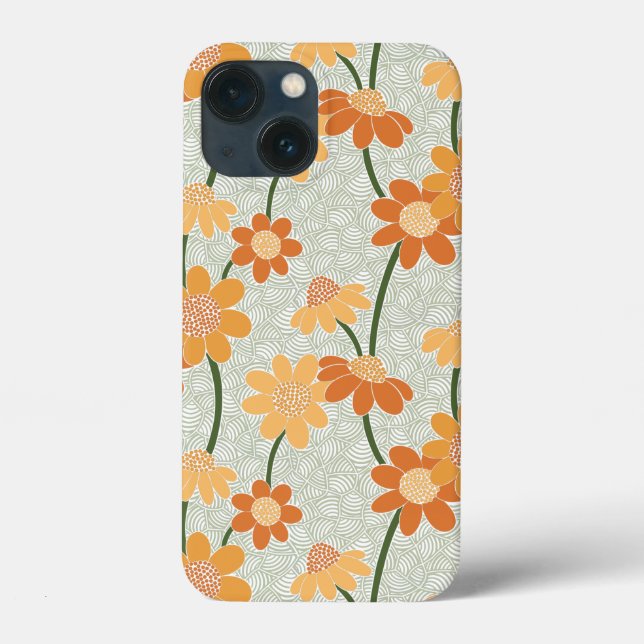 Funda De Case-Mate Para iPhone Flores retro de los años 70 apagadas (Reverso )