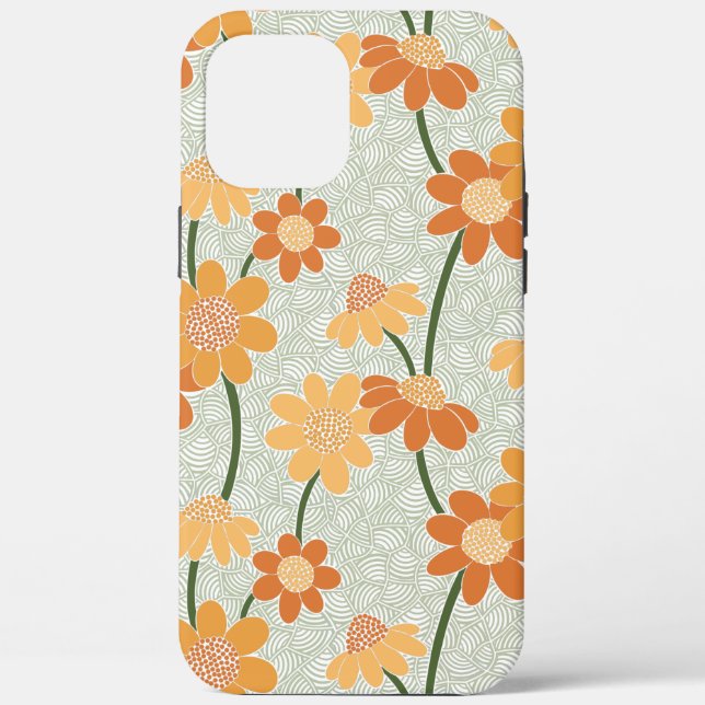 Funda De Case-Mate Para iPhone Flores retro de los años 70 apagadas (Reverso )