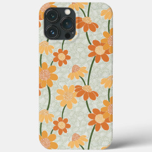 Funda Para iPhone 13 Pro Max Flores retro de los años 70 apagadas