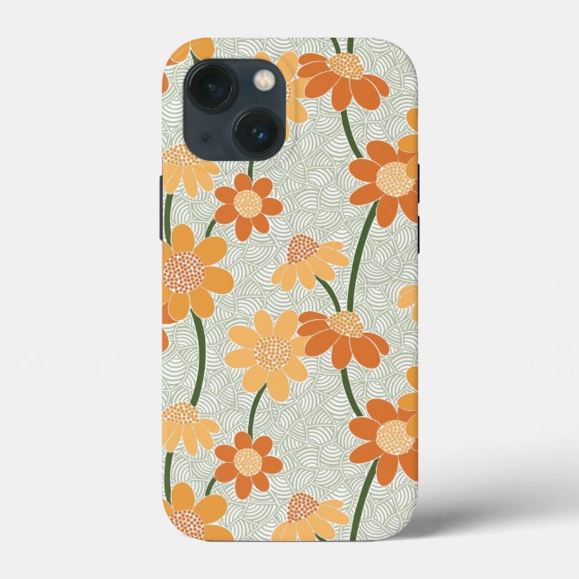 Funda De Case-Mate Para iPhone Flores retro de los años 70 apagadas (Reverso )