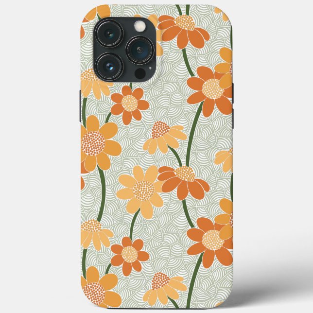 Funda De Case-Mate Para iPhone Flores retro de los años 70 apagadas (Reverso )