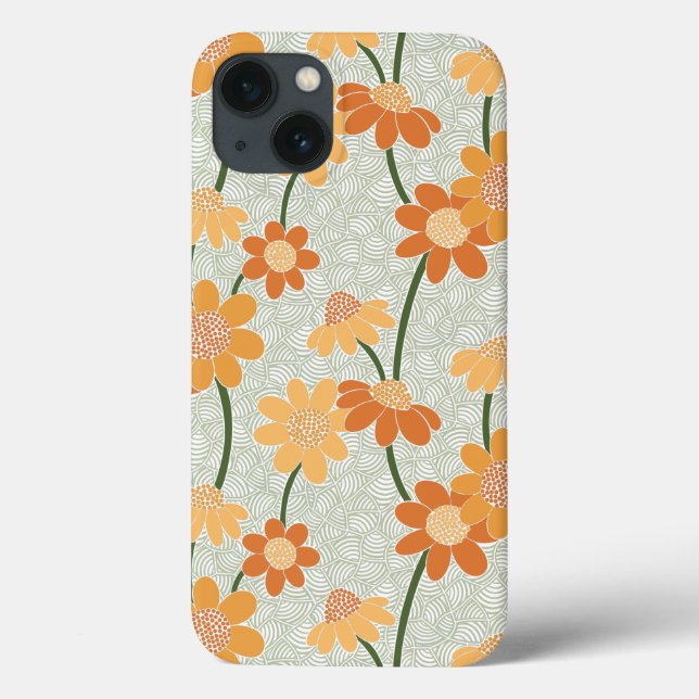 Funda De Case-Mate Para iPhone Flores retro de los años 70 apagadas (Reverso)