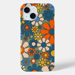 Funda Para iPhone 15 Flores retro Groovy Multicolor 60 años 70 Floral