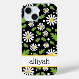 Funda Para iPhone 15 Flores Retro Hippie Patrón de margaritas