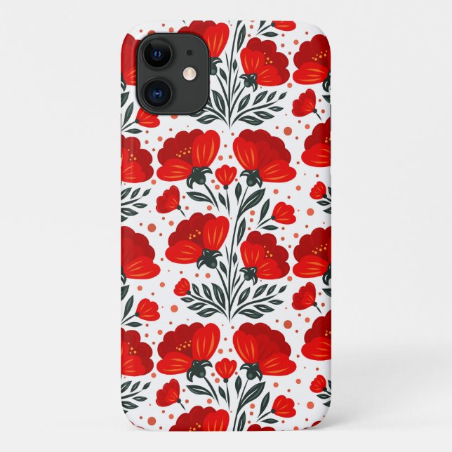 Funda De Case-Mate Para iPhone Flores rojas (Reverso)