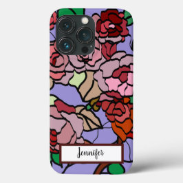 Funda Para iPhone 13 Pro Flores rojas brillantes y moderadas violetas