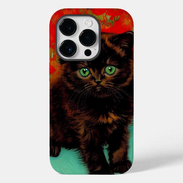Funda De Case-Mate Para iPhone Flores rojas de gato negro Van Gogh (Reverso )