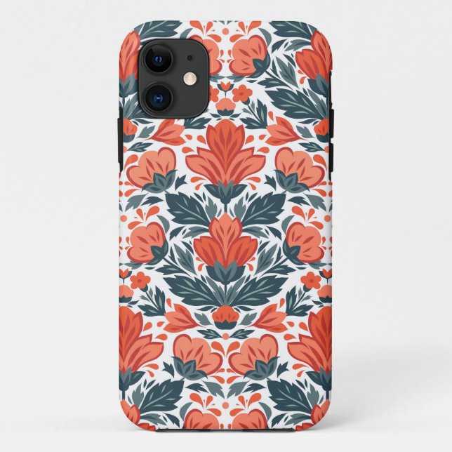 Funda De Case-Mate Para iPhone Flores rojas decorativas (Reverso)