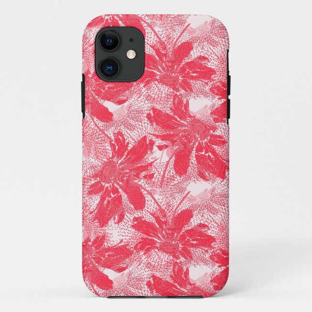 Funda De Case-Mate Para iPhone Flores rojas en blanco. (Reverso)