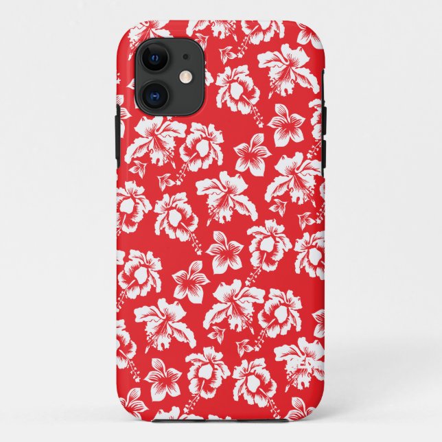 Funda De Case-Mate Para iPhone Flores rojas hawaianas (Reverso)