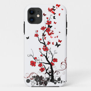 Funda Para iPhone 11 Flores rojas y negras