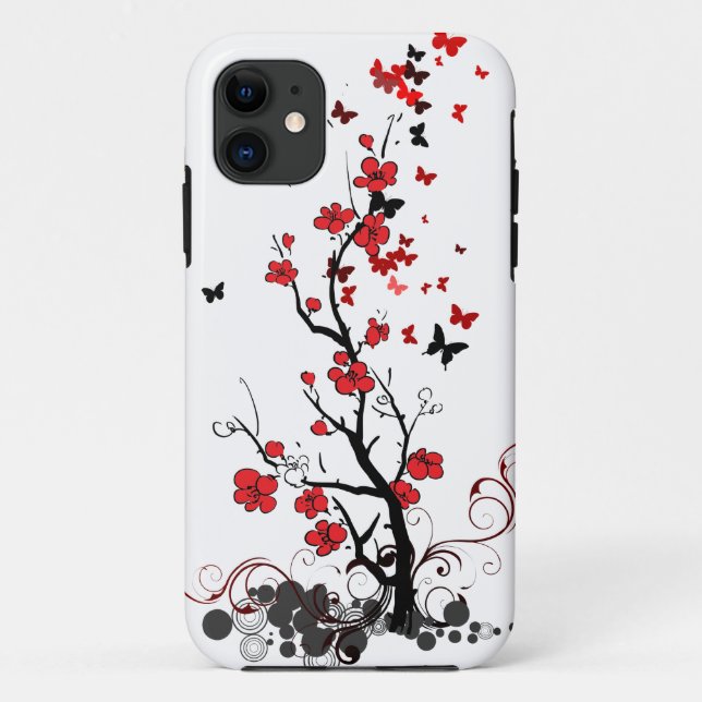 Funda De Case-Mate Para iPhone Flores rojas y negras (Reverso)
