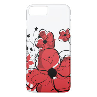 Funda Para iPhone 8 Plus/7 Plus Flores rojas y negras femeninas modernas