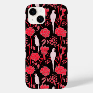 TITLE_SEO2 FLORES ROJOS ART DECO, PARROS BLANCOS EN NEGRO