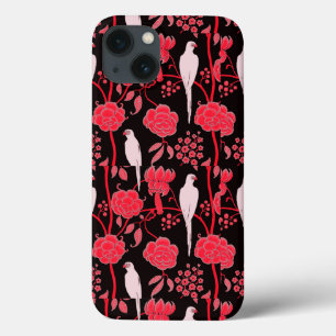 TITLE_SEO2 FLORES ROJOS ART DECO, PARROS BLANCOS EN NEGRO