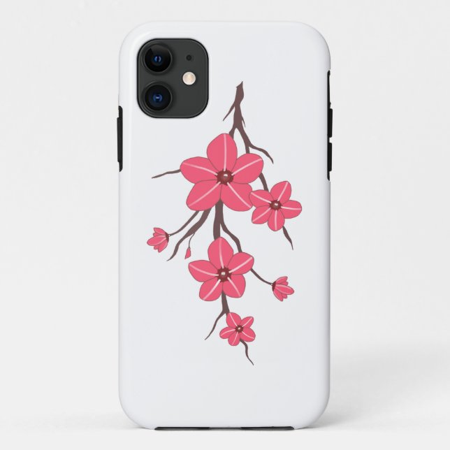 Funda De Case-Mate Para iPhone Flores rosa cereza. (Reverso)