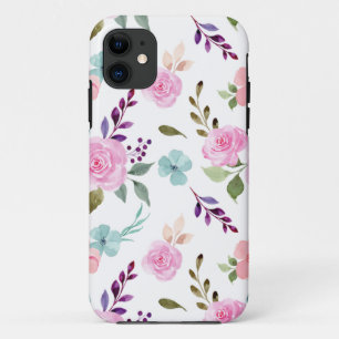 Funda Para iPhone 11 Flores rosadas acuarela sin fisuras