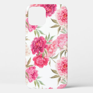Funda Para iPhone 12 Flores rosadas de peón sin inconvenientes