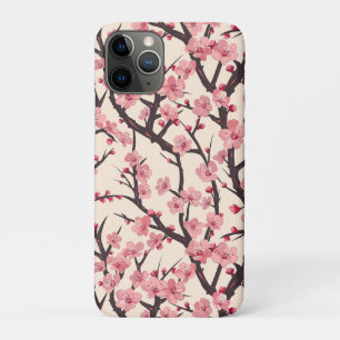 Funda Para iPhone 11 Pro Flores rosadas de Sakura Japonesa Rama Oscura Crem