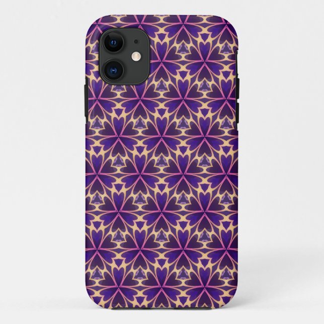 Funda De Case-Mate Para iPhone Flores rosadas doradas abstractas (Reverso)