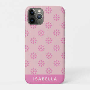 Funda Para iPhone 11 Pro Flores rosadas Patrón estético boho personalizado