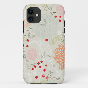 Funda Para iPhone 11 Flores rosadas y pequeño papel pintado de los