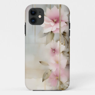 Funda Para iPhone 11 Flores rosas abstractas con corrientes de oro