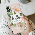 Funda Para iPhone XS Max Flores rosas color de agua modernas y nombre<br><div class="desc">Flores rosas color de agua modernas y nombre</div>