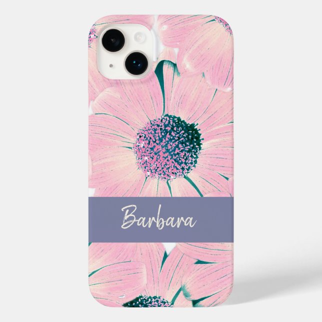 Funda De Case-Mate Para iPhone Flores rosas Personalizable nombre moderno (Reverso )