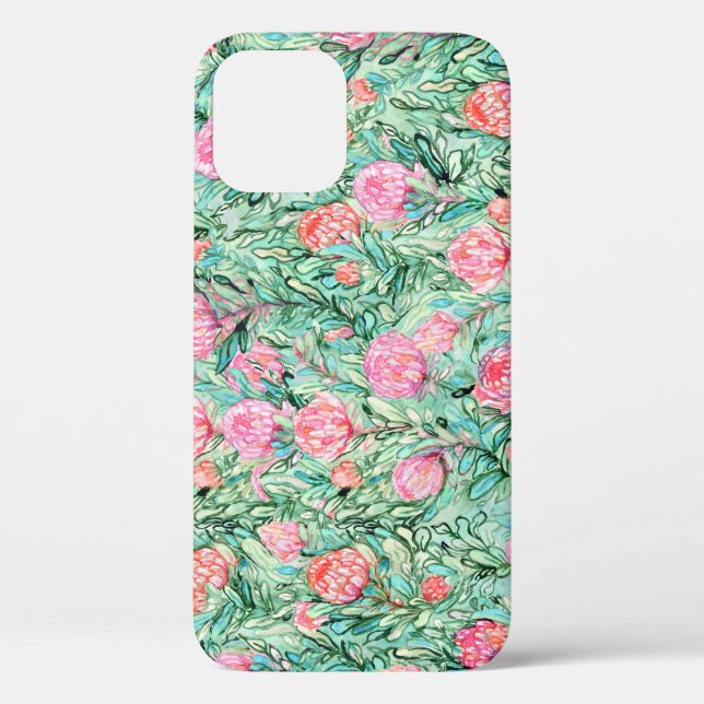 Funda De Case-Mate Para iPhone Flores rosas, verde salvia, sin costuras. (Reverso )