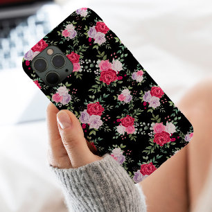 Funda Para iPhone 13 Pro Max Flores rosas y rojas de estilo Viejo Botánico
