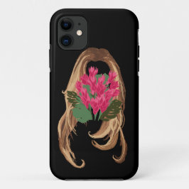 Funda Para iPhone 11 Flores rosas y rostro de mujer