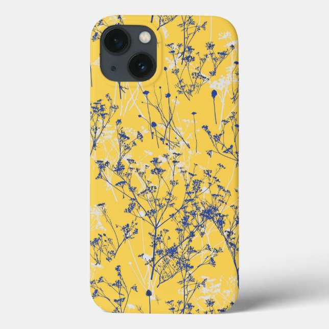 Funda De Case-Mate Para iPhone Flores salvajes azules abstractas modernas en amar (Reverso)