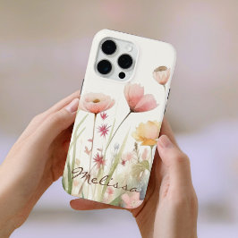 Funda Para iPhone 15 Pro Max Flores salvajes de primavera de color crema elegan