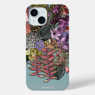 Funda Para iPhone 15 Flores salvajes de verano tropical de cosecha aust
