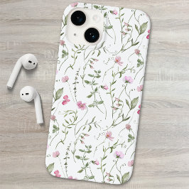 Funda Para iPhone 14 De Case-Mate Flores silvestres acuarela rosa verde
