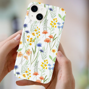 Funda Para iPhone 14 De Case-Mate Flores silvestres acuarela verde naranja 