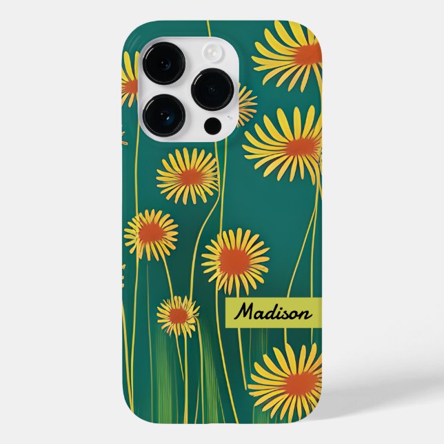 Funda De Case-Mate Para iPhone Flores silvestres amarillas personalizadas (Reverso )