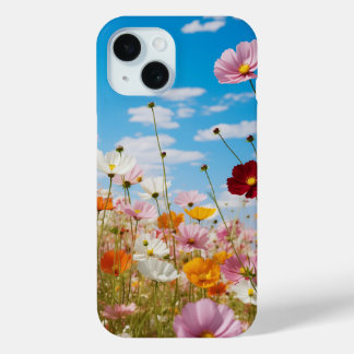 Funda Para iPhone 15 Flores silvestres coloridas en primavera