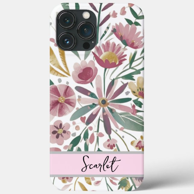 Funda De Case-Mate Para iPhone Flores silvestres de acuarela moderna y elegante (Reverso )