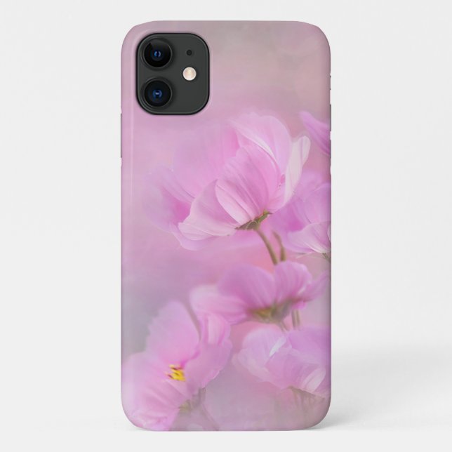 Funda De Case-Mate Para iPhone Flores silvestres de cosmos en acuarela rosa (Reverso)
