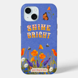 Funda Para iPhone 15 Flores silvestres florales Poppies Mariposas Inspi