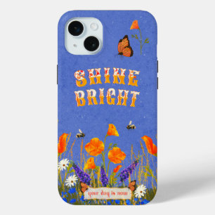 Funda Para iPhone 15 Mini Flores silvestres florales Poppies Mariposas Inspi