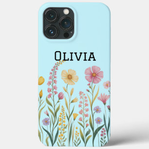 Funda Para iPhone 13 Pro Max Flores silvestres modernas elegantes lindas y senc