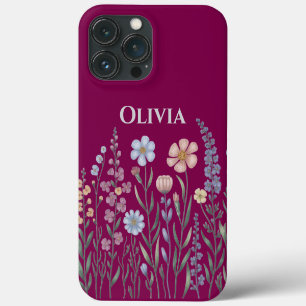 Funda Para iPhone 13 Pro Max Flores silvestres modernas elegantes lindas y senc