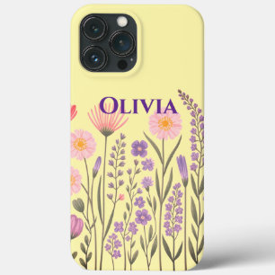 Funda Para iPhone 13 Pro Max Flores silvestres modernas elegantes lindas y senc