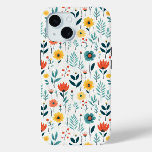 Funda Para iPhone 15 Flores Silvestres Patrón Colorido