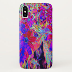 Funda Para iPhone X Flores Silvestres Psicodélicas Retro Carmesí y Mag