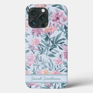 Funda Para iPhone 13 Pro Flores silvestres rosadas Patrón de flores Pastel 